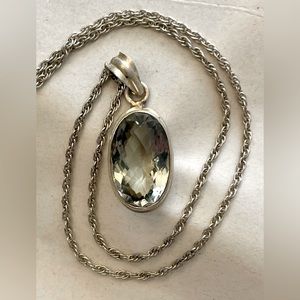 Preowned .925 Large Gemstone Pendant and Chain necklace